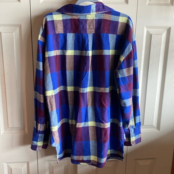 Free People NWT Izzy Cargo 100% Cotton Flannel Snap Close Shacket size small - Picture 5 of 13